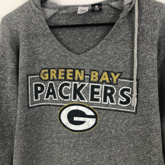 NFL Team Apparel Womens Size Small Green Bay Packers Football Gray Hooded Top - Picture 2 of 4